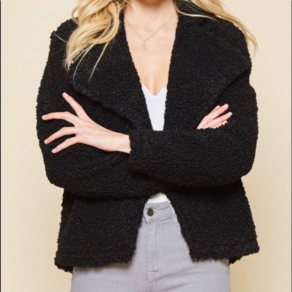 ANDREE by Unit | NWT Black Cropped Teddy Bear Jacket | Small